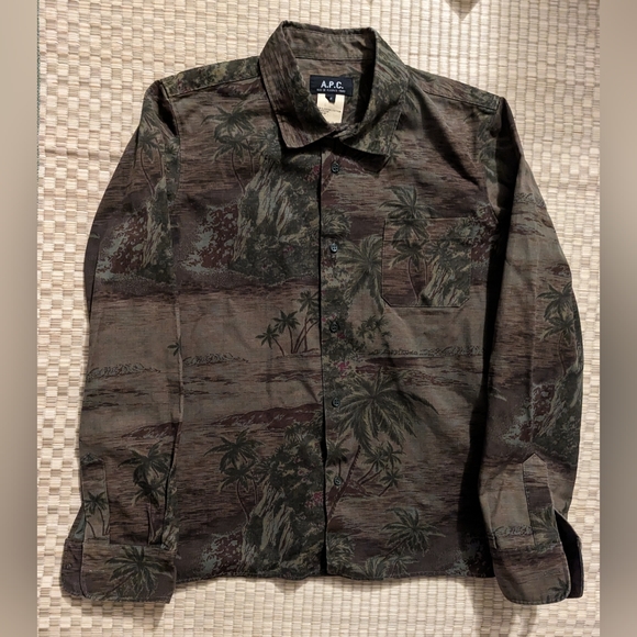 A.P.C. Palm Print Canvas Shirt Women's Size Medium Made in France - Picture 1 of 5